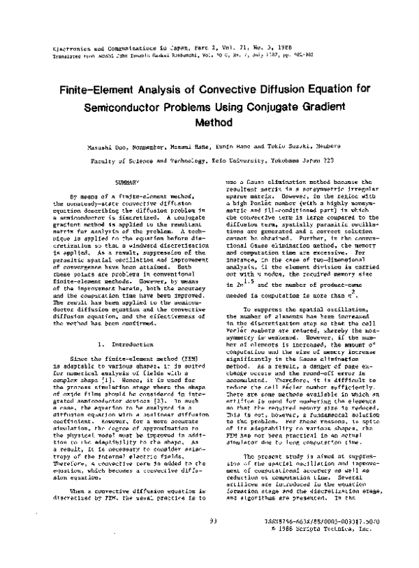 (PDF) Finite‐element analysis of convective diffusion equation for ...