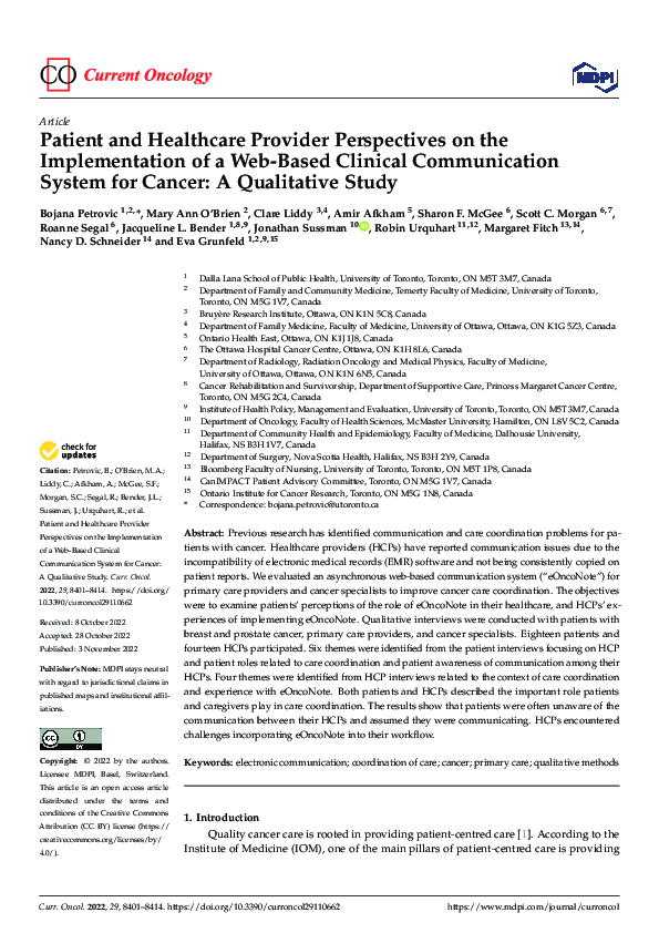 (PDF) Patient and Healthcare Provider Perspectives on the ...