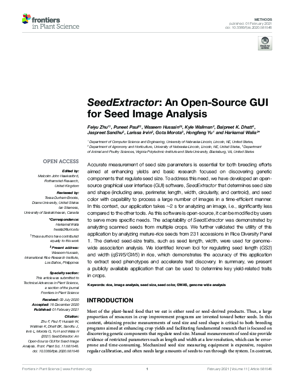 (PDF) SeedExtractor: An Open-Source GUI for Seed Image Analysis