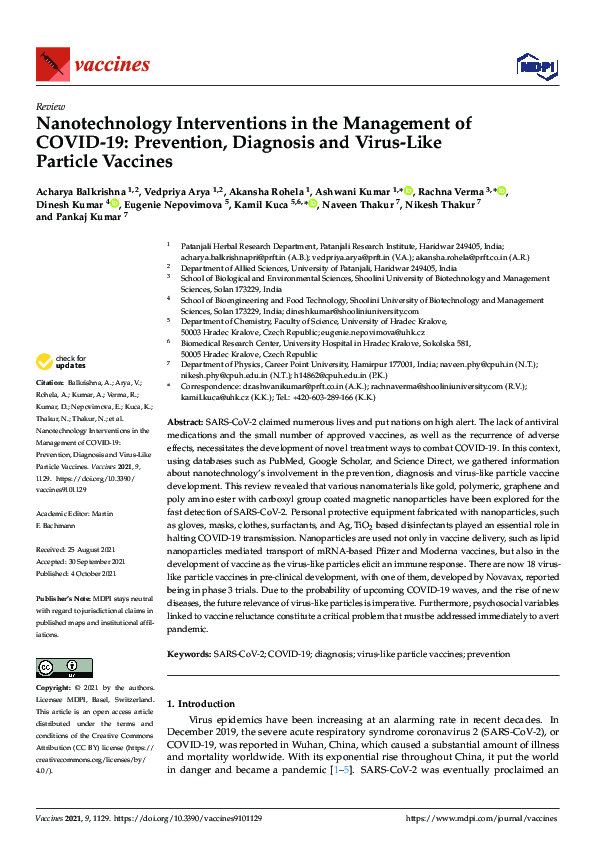(PDF) Nanotechnology Interventions in the Management of COVID-19 ...
