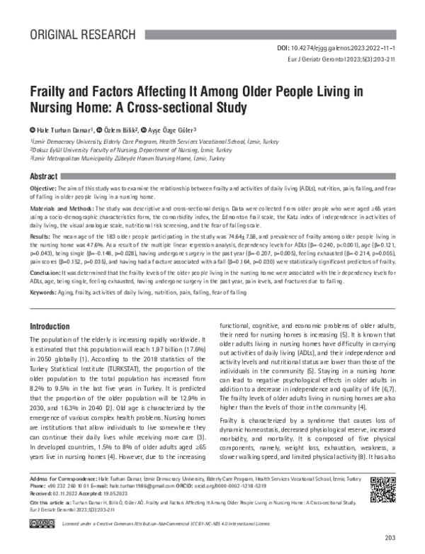 (PDF) Frailty and Factors Affecting It Among Older People Living in ...