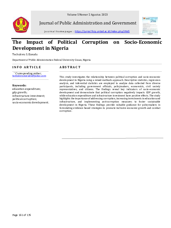 (PDF) The Impact of Political Corruption on Socio-Economic Development ...