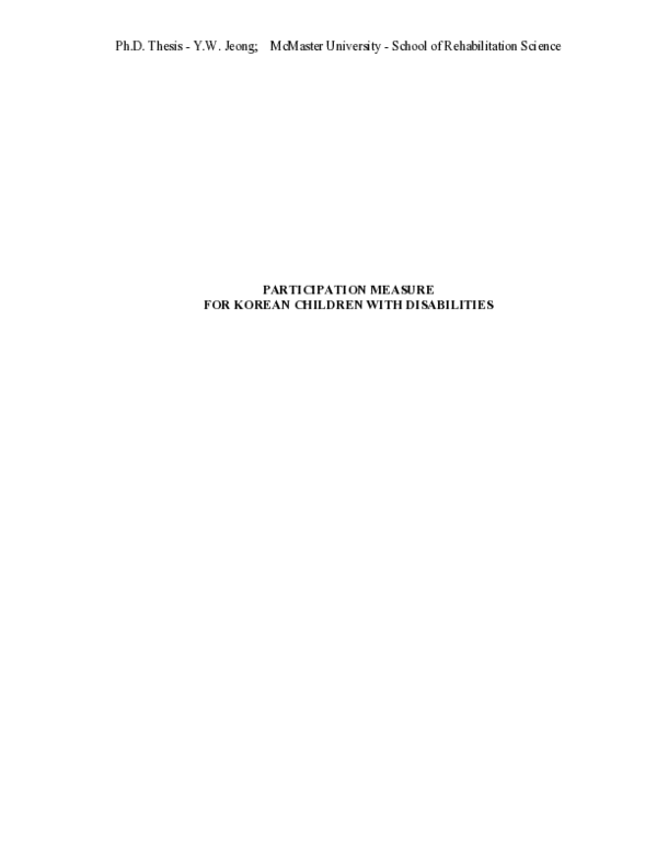 (PDF) Cross-Cultural Adaptation of the Participation and Environment ...