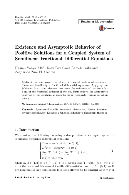 (PDF) Existence and Asymptotic Behavior of Positive Solutions for a ...