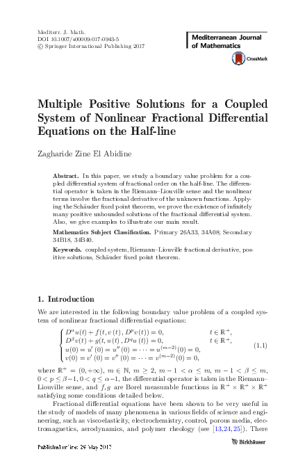 (PDF) Multiple Positive Solutions for a Coupled System of Nonlinear ...