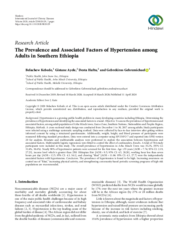 (PDF) The Prevalence and Associated Factors of Hypertension among ...