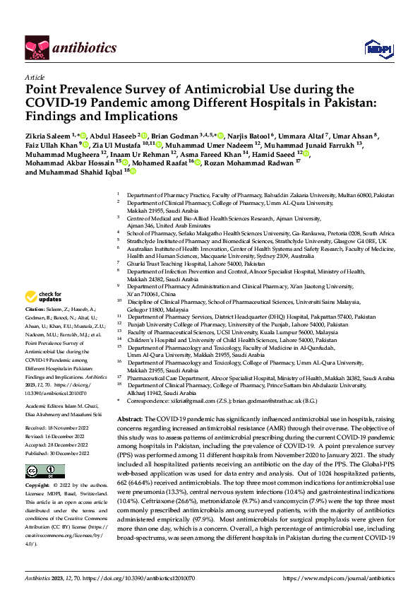 (PDF) Point Prevalence Survey of Antimicrobial Use during the COVID-19 ...