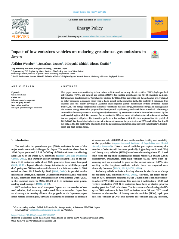 (PDF) Impact of low emissions vehicles on reducing greenhouse gas ...