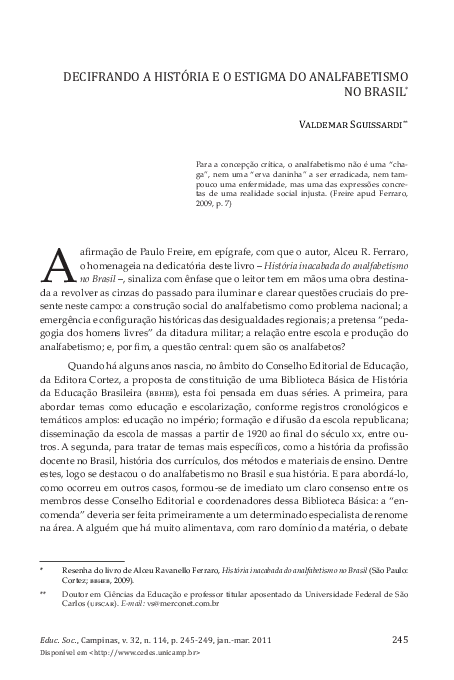 Decifrando a história e o estigma do analfabetismo no Brasil
