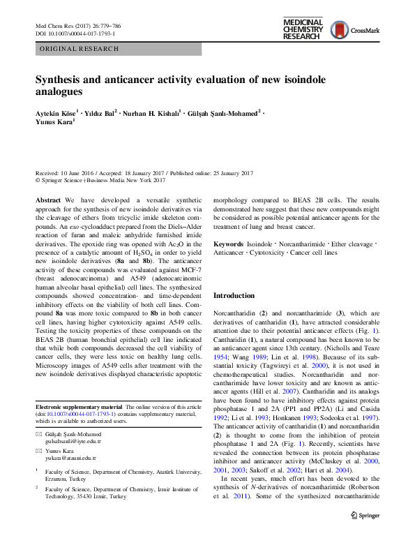 (PDF) Synthesis and anticancer activity evaluation of new isoindole ...