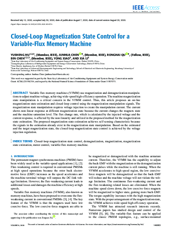 (PDF) Closed-Loop Magnetization State Control for a Variable-Flux ...