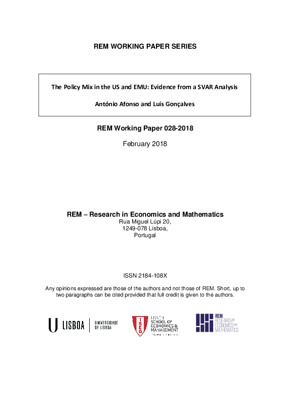 (PDF) The policy mix in the US and EMU: Evidence from a SVAR analysis