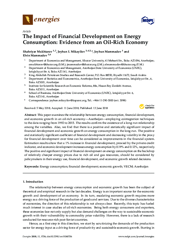(PDF) The impact of financial development on energy consumption in Nigeria
