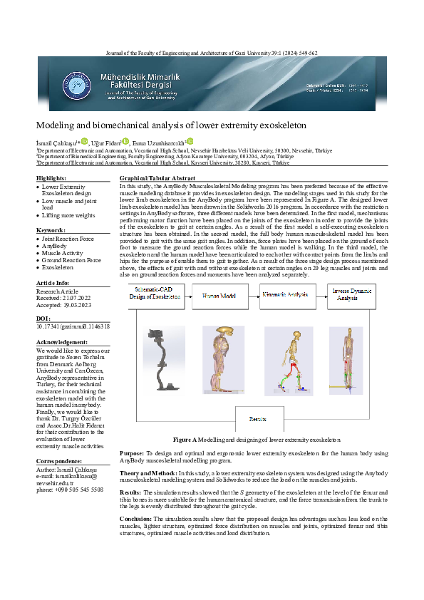 (PDF) Modeling and biomechanical analysis of lower extremity exoskeleton