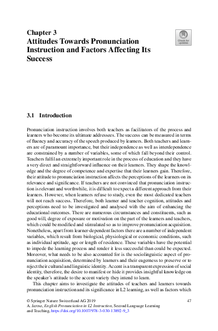 (PDF) Attitudes Towards Pronunciation Instruction and Factors Affecting ...