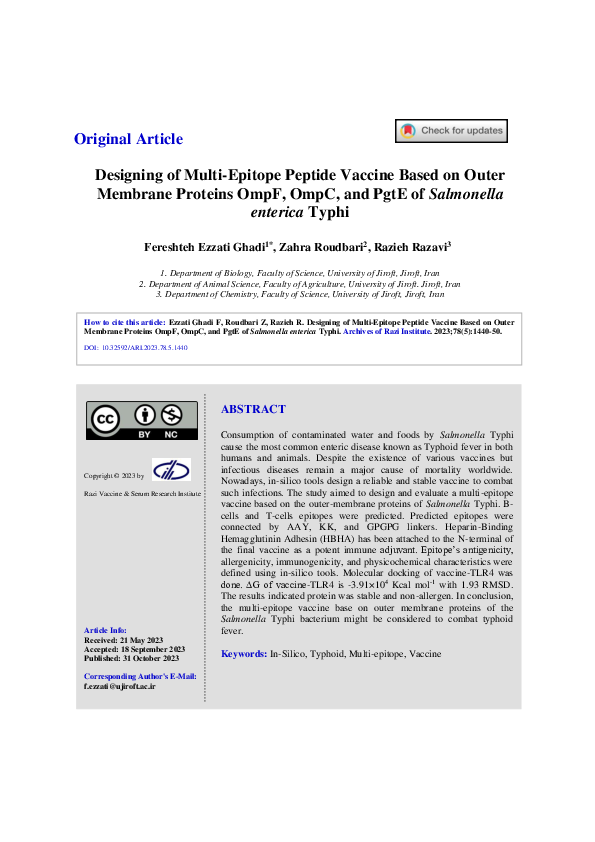 (PDF) Designing of Multi-Epitope Peptide Vaccine Based on Outer ...