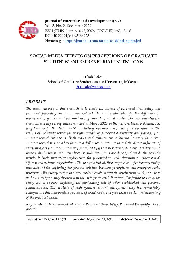 (PDF) Social Media Effects on Perceptions of Graduate Students ...