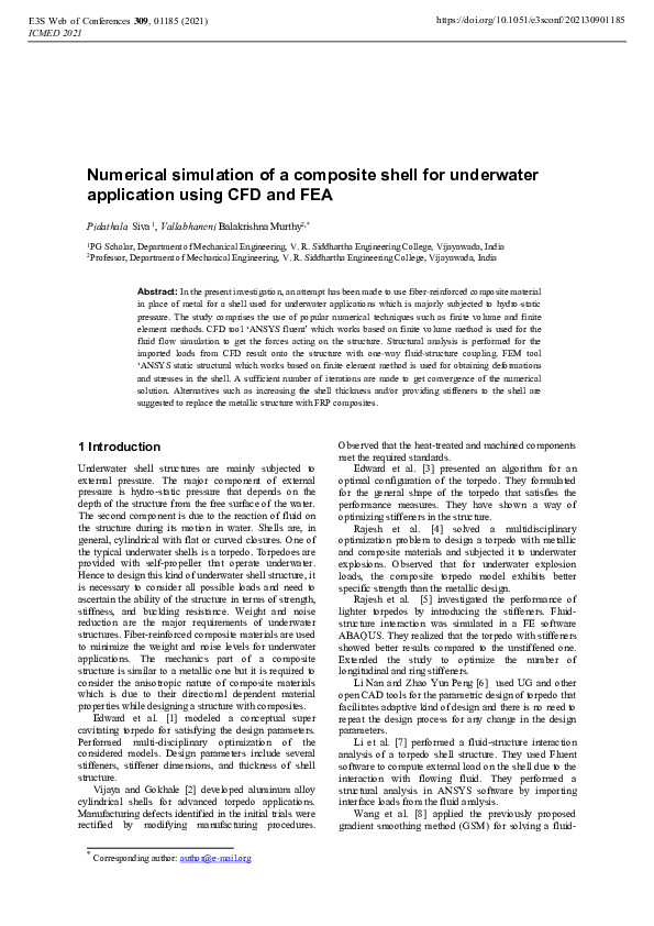 (PDF) Numerical simulation of a composite shell for underwater ...