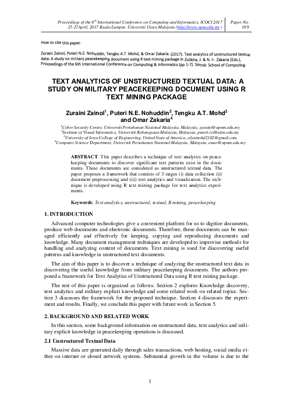(PDF) Text analytics of unstructured textual data: A study on military ...