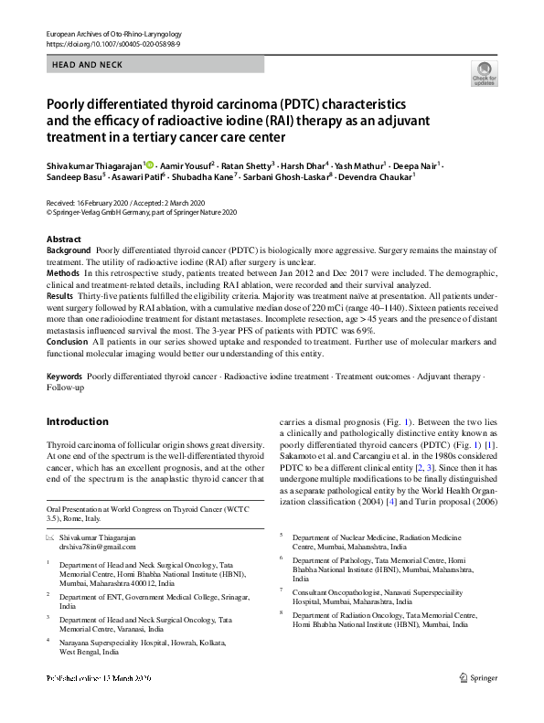 (PDF) Poorly differentiated thyroid carcinoma (PDTC) characteristics ...