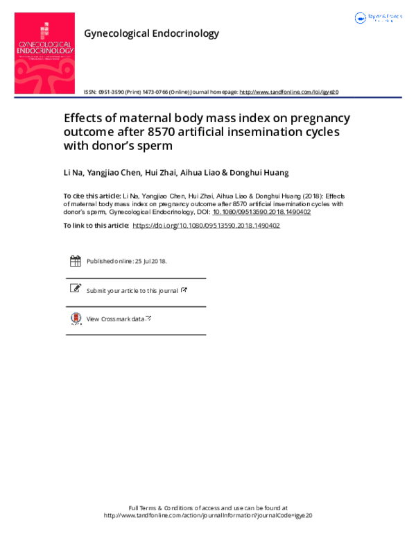 (PDF) Effects of maternal body mass index on pregnancy outcome after ...