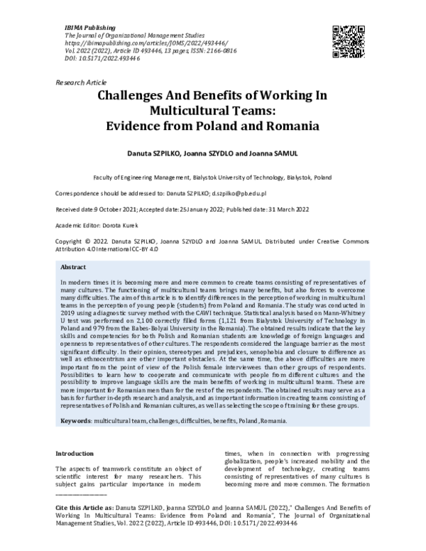 (PDF) Challenges And Benefits of Working In Multicultural Teams ...