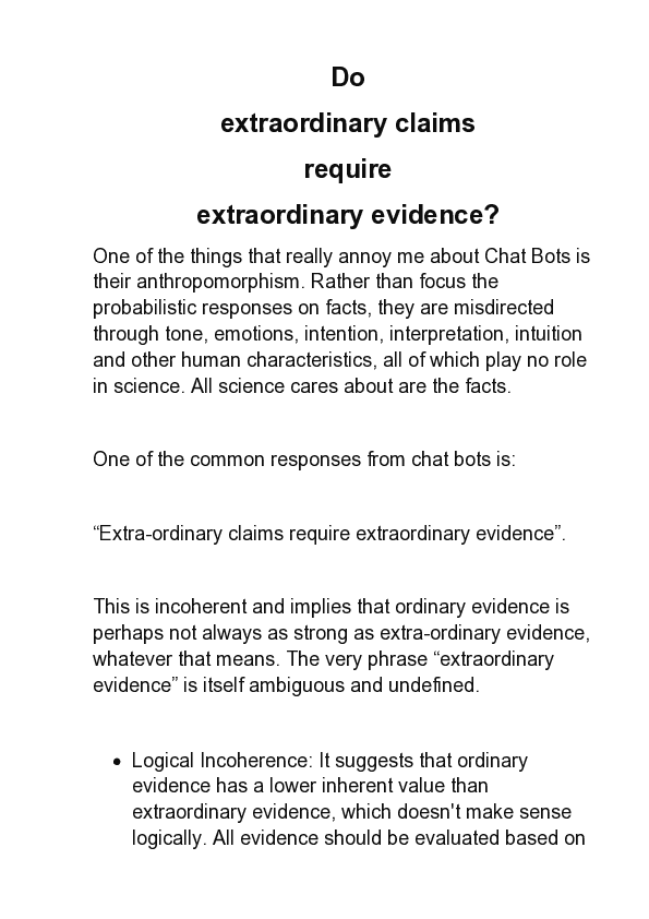 (PDF) Do extraordinary claims require extraordinary evidence?