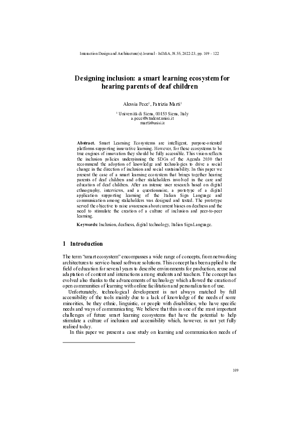 (PDF) Designing inclusion: a smart learning ecosystem for hearing ...