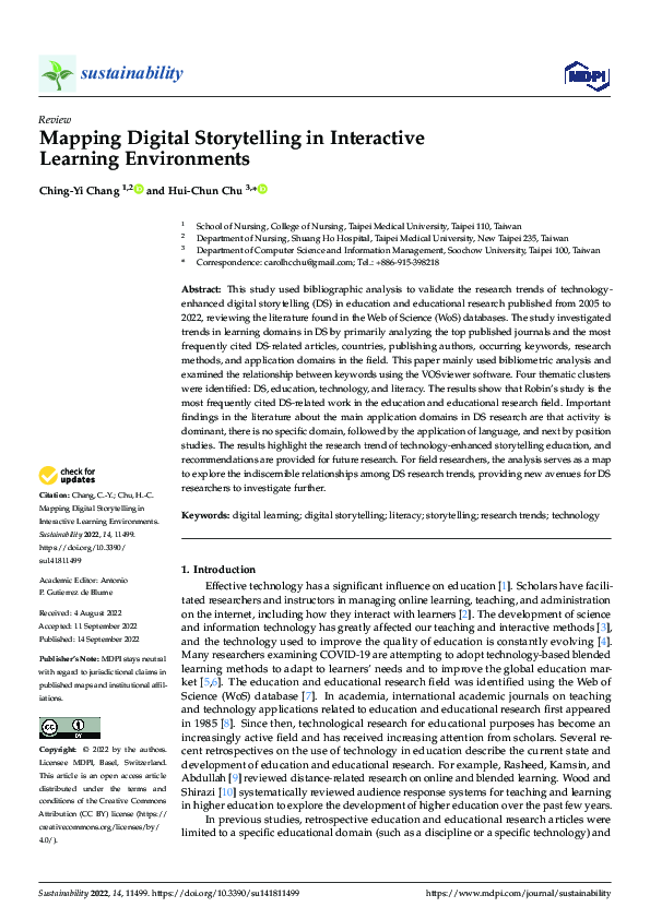(PDF) Mapping Digital Storytelling in Interactive Learning Environments