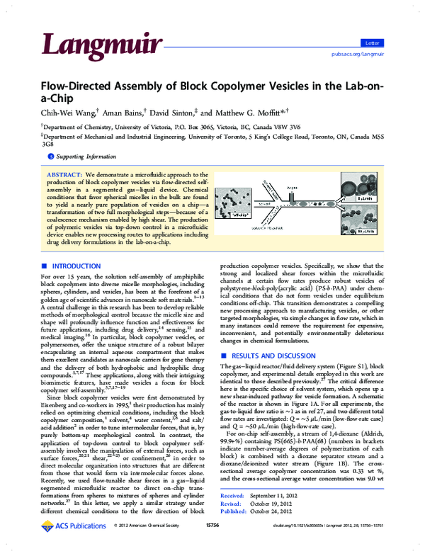 (PDF) Flow-Directed Assembly of Block Copolymer Vesicles in the Lab-on ...