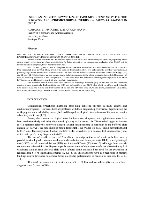 (PDF) Use of an indirect enzyme linked immunosorbent assay for the ...