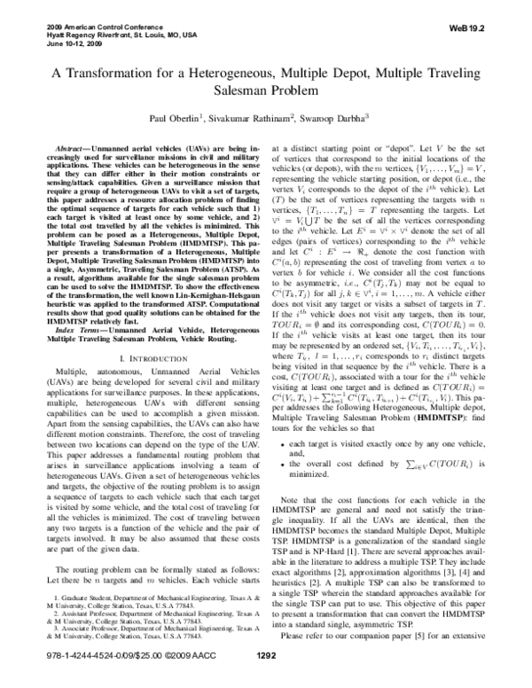 (PDF) A transformation for a Heterogeneous, Multiple Depot, Multiple ...