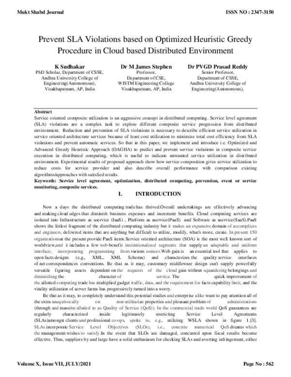 (PDF) Prevent SLA Violations based on Optimized Heuristic Greedy ...
