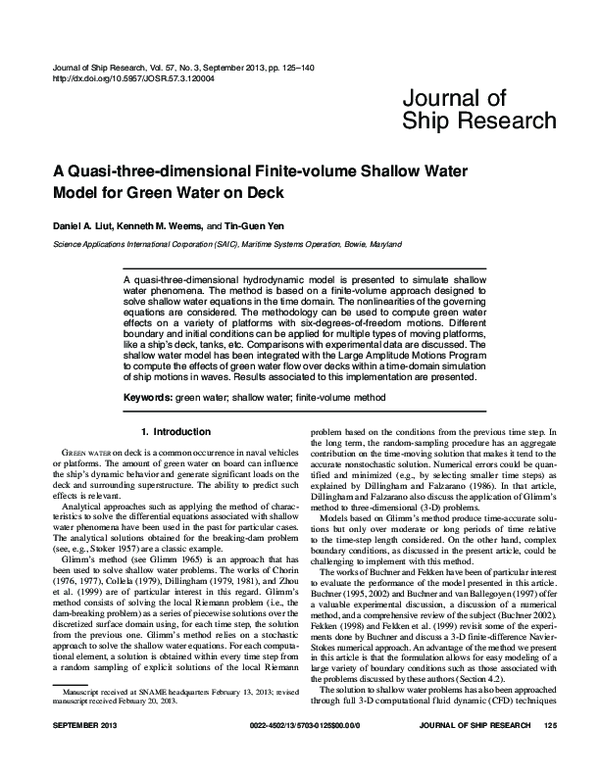 (PDF) A Quasi-three-dimensional Finite-volume Shallow Water Model for ...