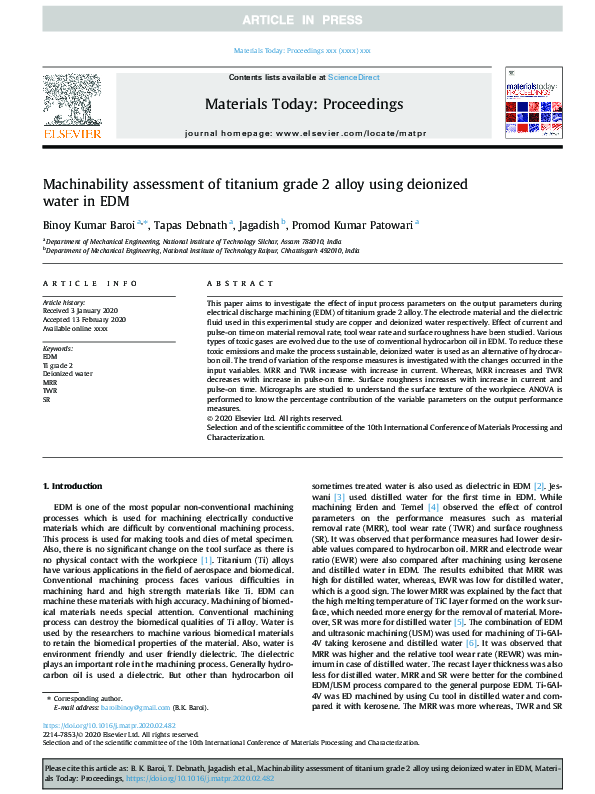(PDF) Machinability assessment of titanium grade 2 alloy using ...