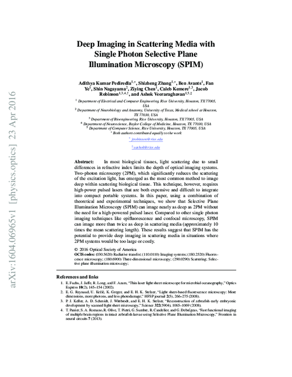 (PDF) Deep imaging in scattering media with selective plane ...
