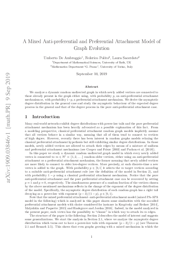 (PDF) A Mixed Anti-preferential and Preferential Attachment Model of ...