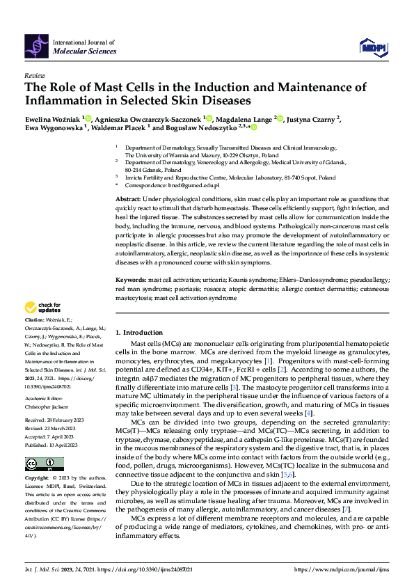 (PDF) The Role of Mast Cells in the Induction and Maintenance of ...
