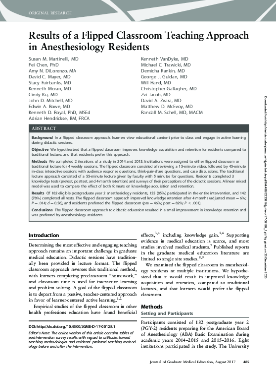 (PDF) Results of a Flipped Classroom Teaching Approach in ...