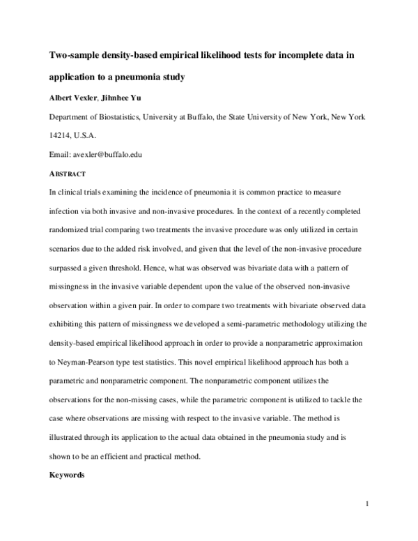 (PDF) Two-sample density-based empirical likelihood tests for ...