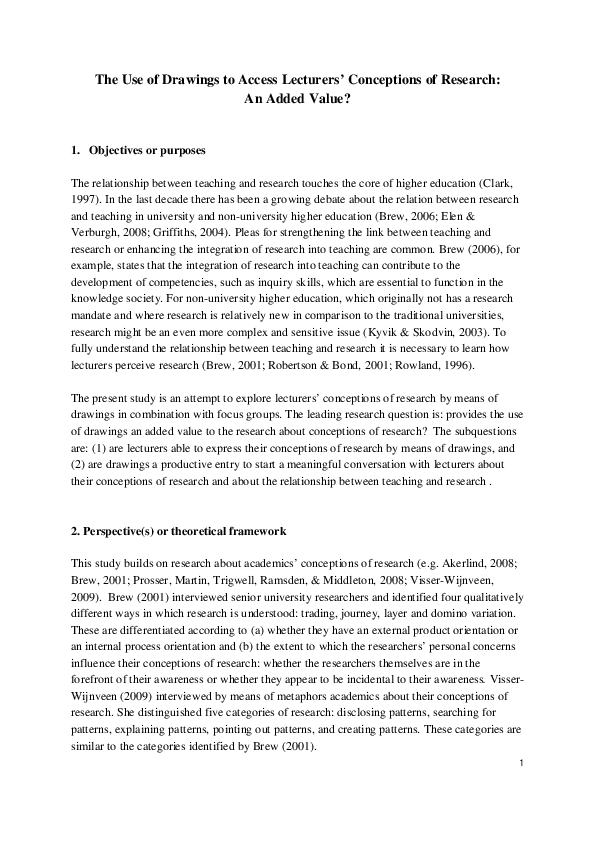 (PDF) The use of drawings to access lecturers' conceptions of research