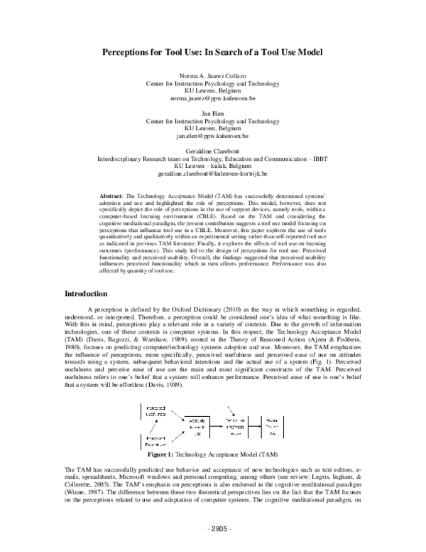 (PDF) Perceptions for Tool Use: In Search of a Tool Use Model