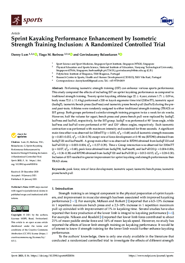 (PDF) Sprint Kayaking Performance Enhancement by Isometric Strength ...