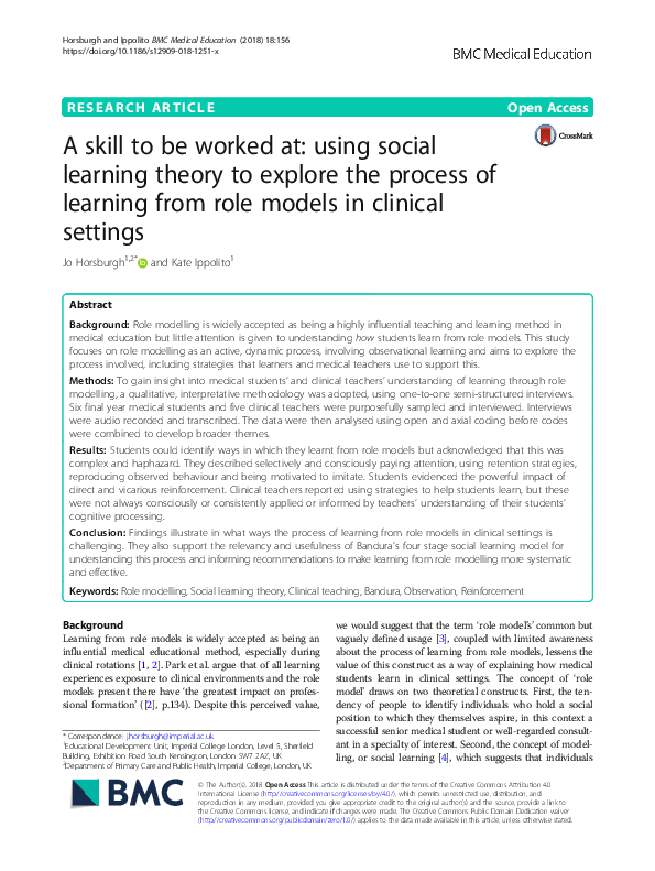 (PDF) A skill to be worked at: using social learning theory to explore ...