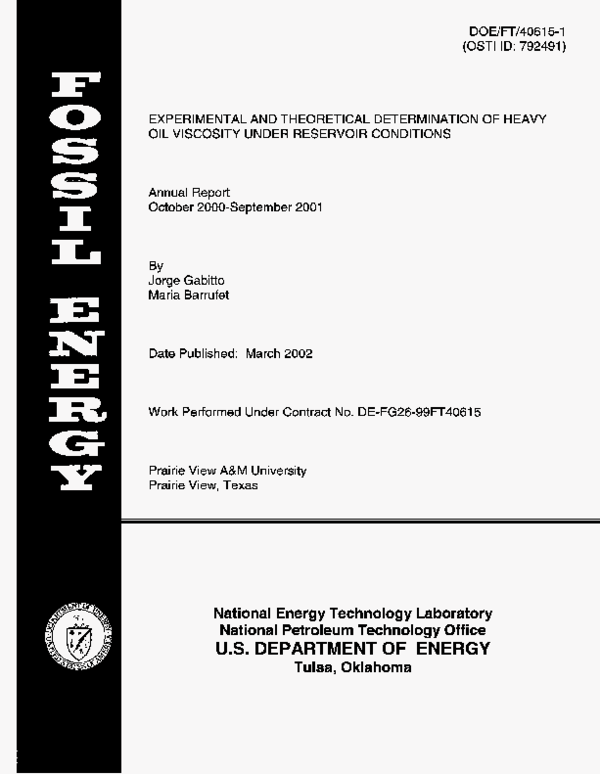 (PDF) Experimental and Theoretical Determination of Heavy Oil Viscosity ...