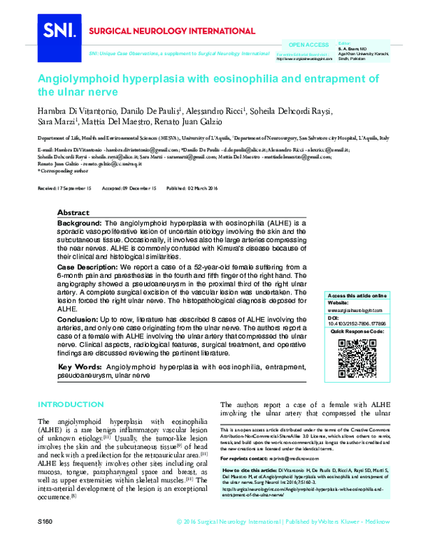 (PDF) Angiolymphoid hyperplasia with eosinophilia and entrapment of the ...