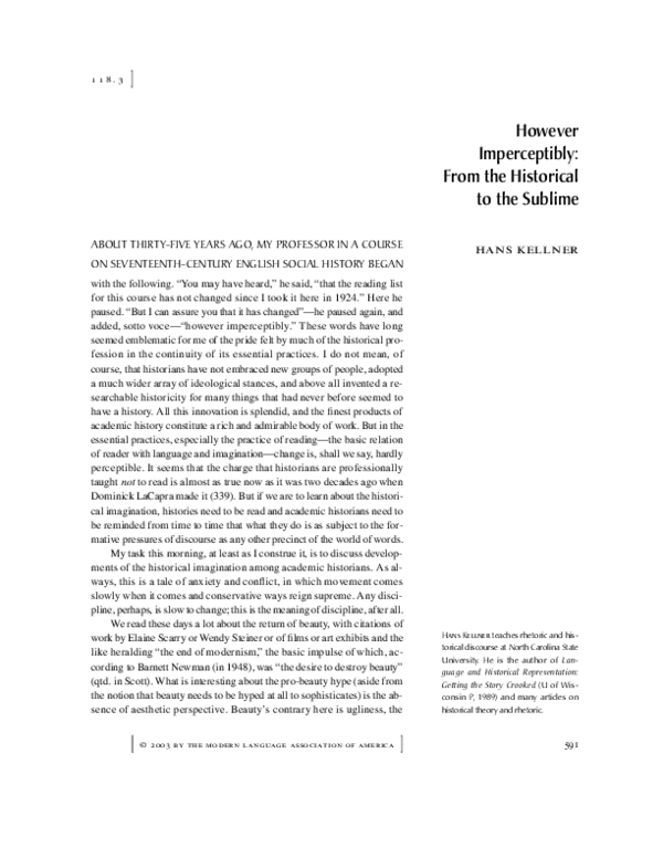 (PDF) However Imperceptibly: From the Historical to the Sublime