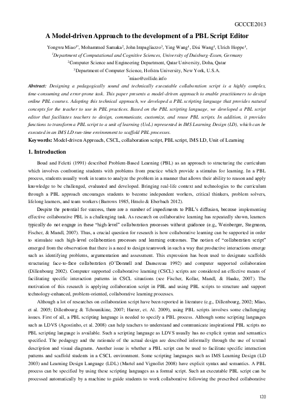 (PDF) A Model-driven Approach to the development of a PBL Script Editor