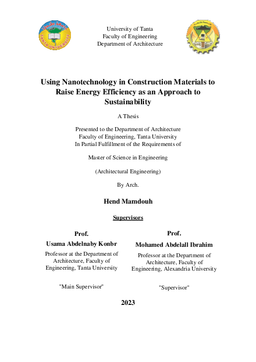 (PDF) Using Nanotechnology in Construction Materials to Raise Energy ...