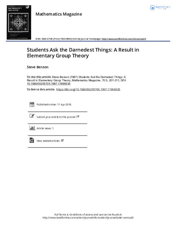 (PDF) Students Ask the Darnedest Things: A Result in Elementary Group ...